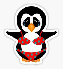 Beach Penguin in Floral Swimsuit Sticker