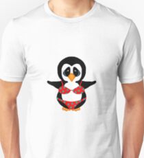 Beach Penguin in Floral Swimsuit Unisex T-Shirt
