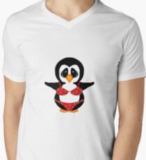 Beach Penguin in Floral Swimsuit Men's V-Neck T-Shirt
