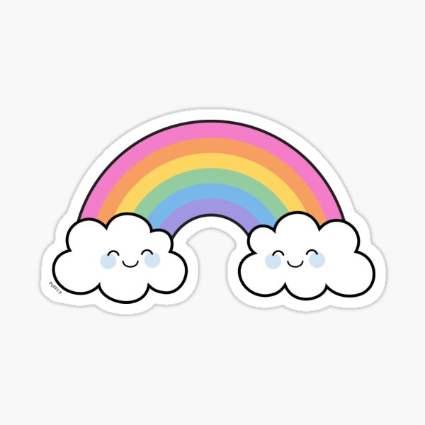 Pegatina «LGBTQ Gay Pride Kawaii Cute Pastel Rainbow con nubes» de PUFFYP |  Redbubble