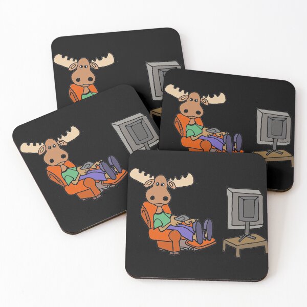 Item preview, Funny Moose watching TV Cartoon designed and sold by Nature's Fancy.