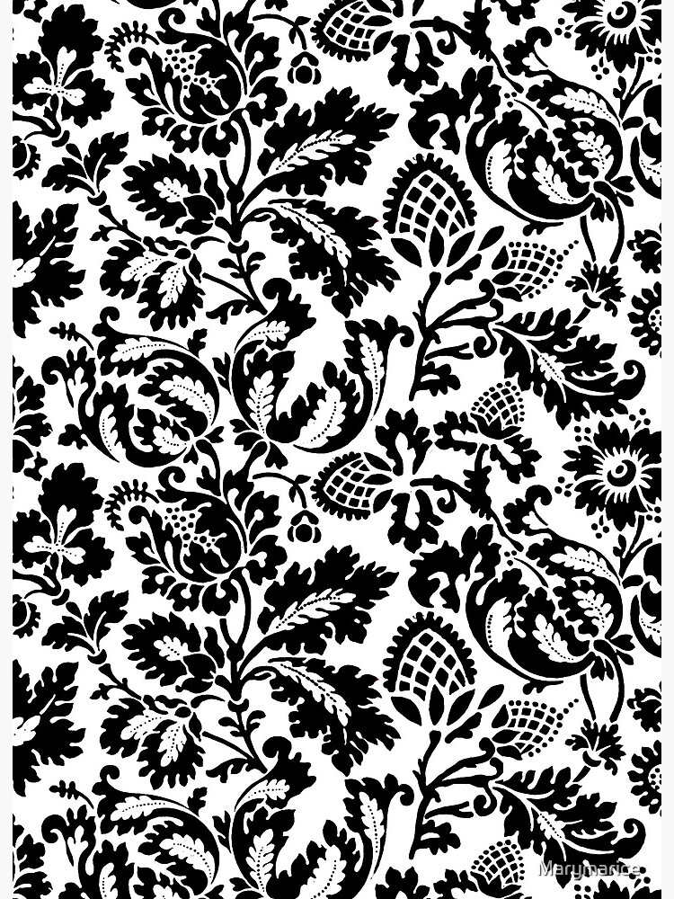 William Morris Floral Damask, Black on White