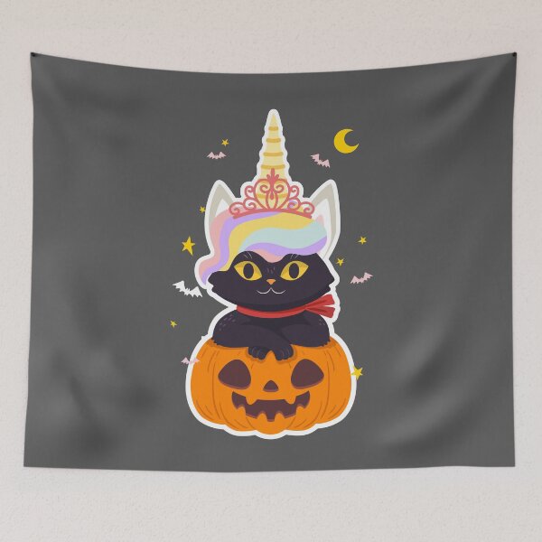 Item preview, Unicorn Black Cat Pumpkin designed and sold by Ribsa.
