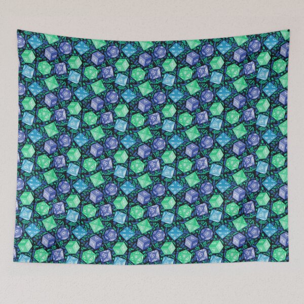 Item preview, Teal & blue dice but it’s a 90s arcade carpet  designed and sold by Freckles Fernicola.