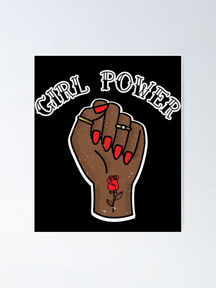 Black Girl Power GRL PWR - Cute Feminist Fist Tattoo Hand 