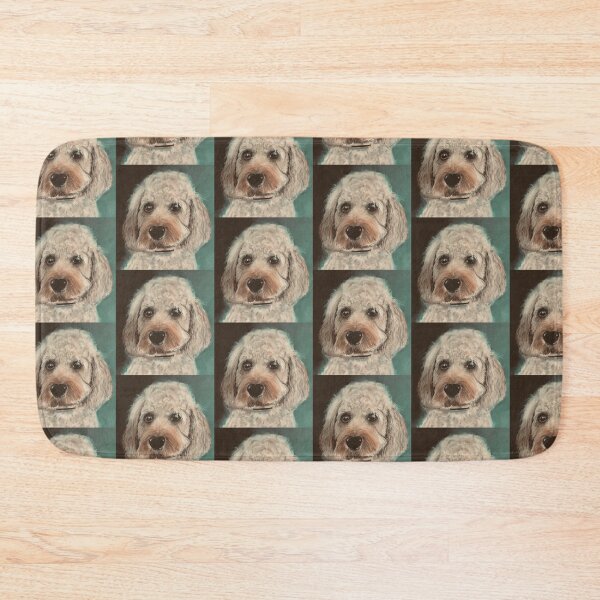 Item preview, Cavapoo dog hand painted on green background designed and sold by Jennifer Morcom.