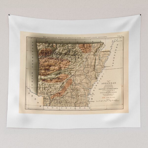 Item preview, 1892 Relief Map of Arkansas 3D digitally-rendered designed and sold by ThinkAboutMaps.