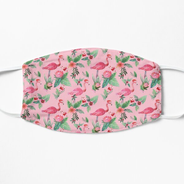 Flamingo Santa on Pink with candy canes / Tropical Christmas Mask