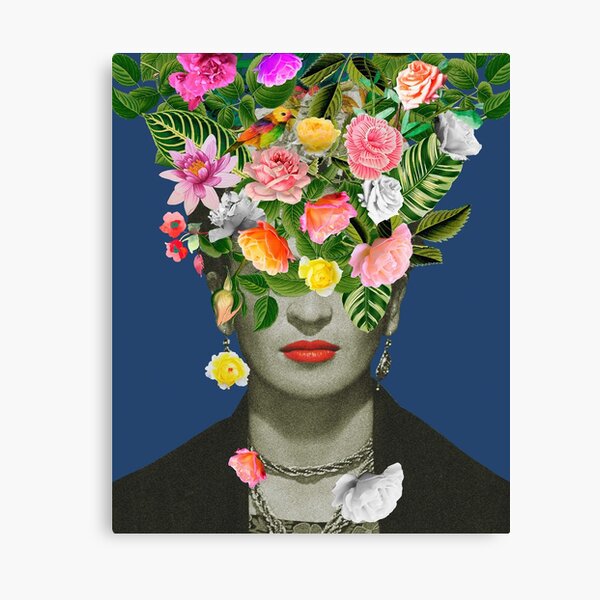 Frida Floral (Blue) Canvas Print