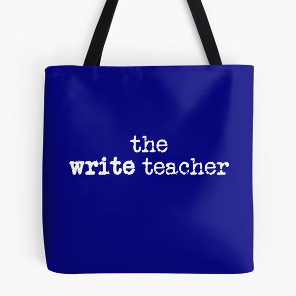 Item preview, the write teacher in white on navy designed and sold by TeaRoseWriter.