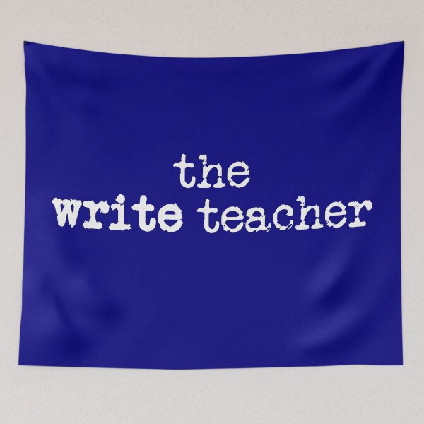 Item preview, the write teacher in white on navy designed and sold by TeaRoseWriter.