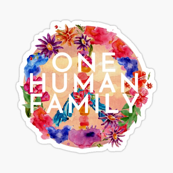 Peace Sign Floral One Human Family - Key West and the Florida Keys Motto Sticker