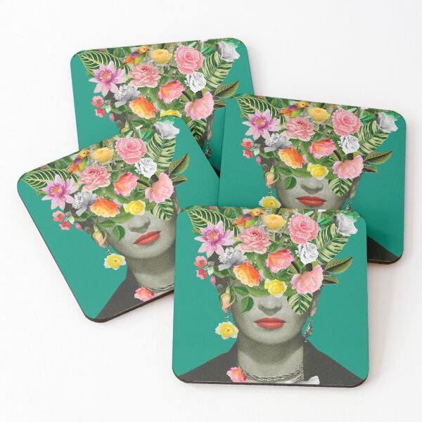 Frida Floral (Green) Coasters (Set of 4)