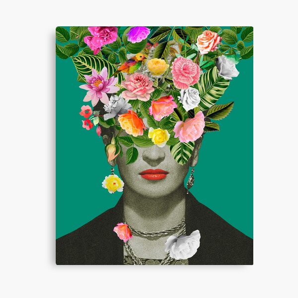 Frida Floral (Green) Canvas Print