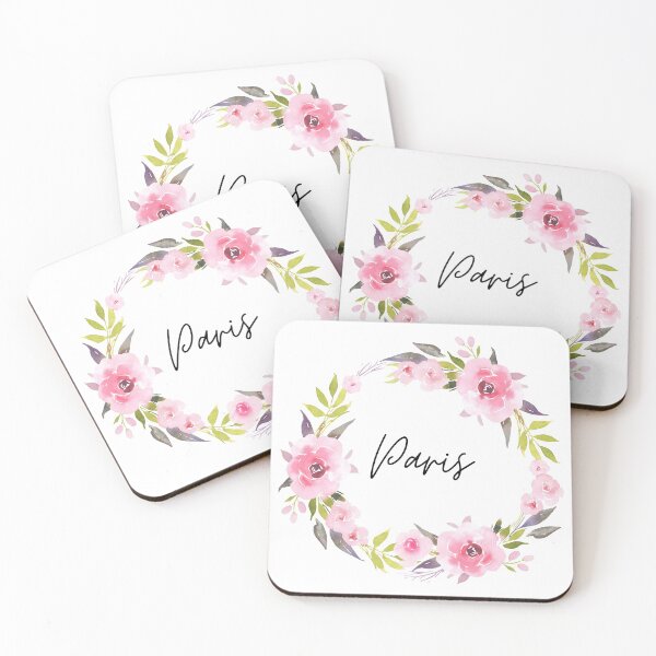 Item preview, Paris pink roses wreath watercolor designed and sold by frenchstylehome.