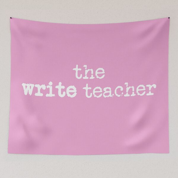 Item preview, the write teacher in white on pink designed and sold by TeaRoseWriter.
