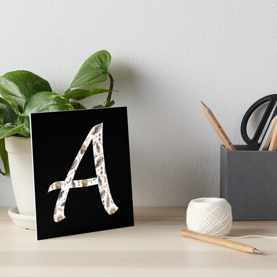"Bohemian Letter A With Feathers and Antlers" Art Board Print by LLW2