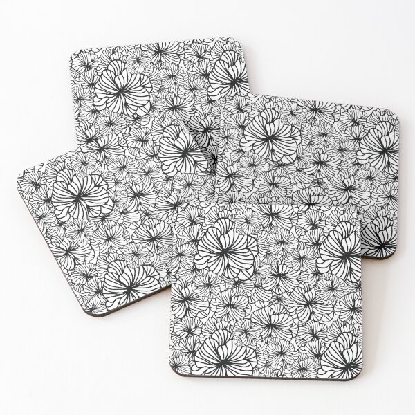 Item preview, Floral pattern - minimal- black and white  designed and sold by Hulya Yucel Designs.