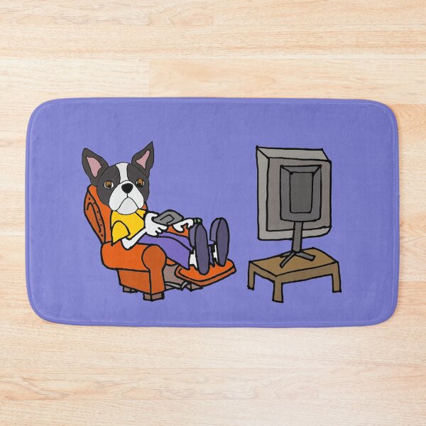 Item preview, Funny Boston terrier Dog watching TV Cartoon designed and sold by Nature's Fancy.