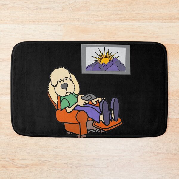 Item preview, Funny Cream Labradoodle Dog watching TV Cartoon designed and sold by Nature's Fancy.