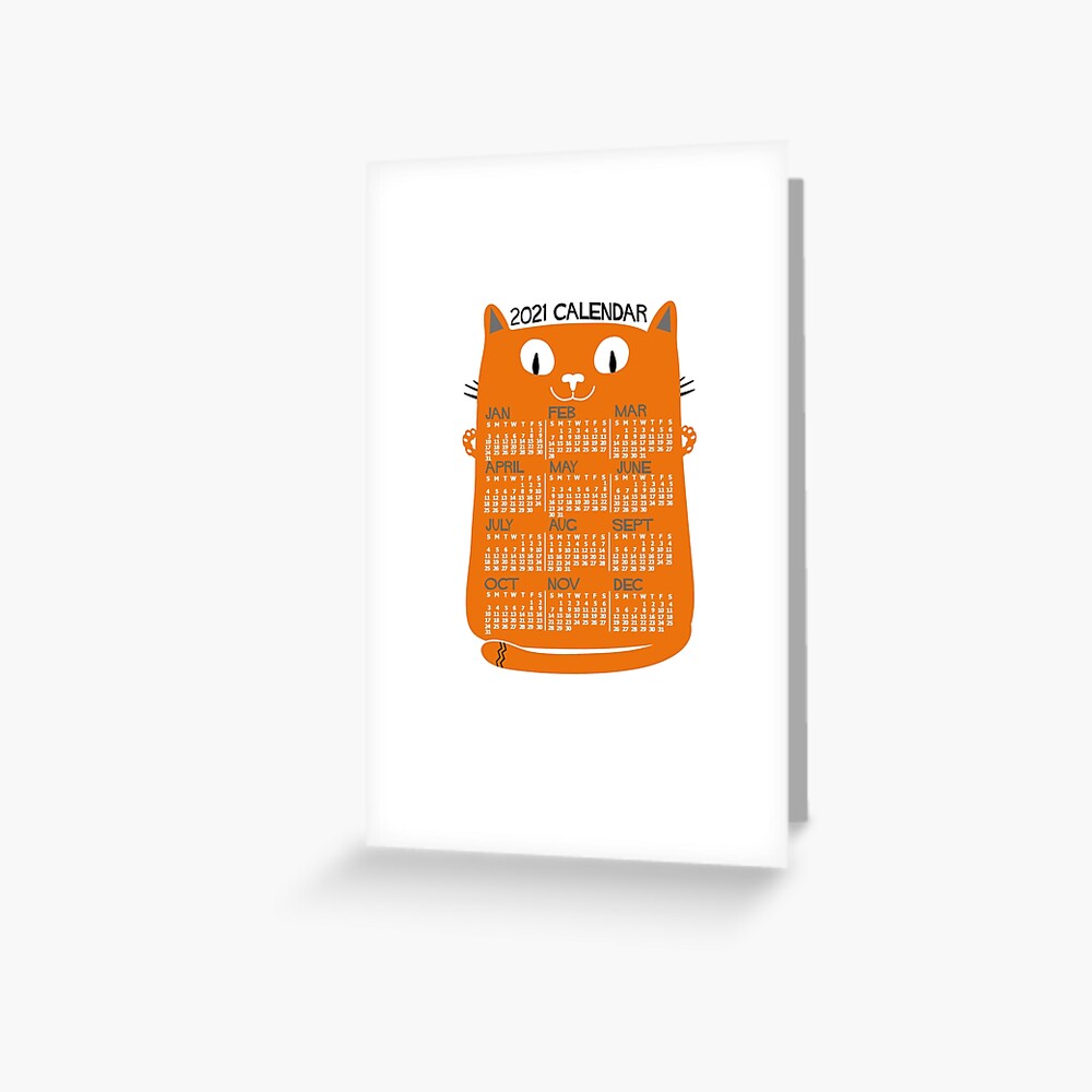 2021 Calendar Midcentury Modern Orange Cat Art Board Print for Sale by  emkayhess