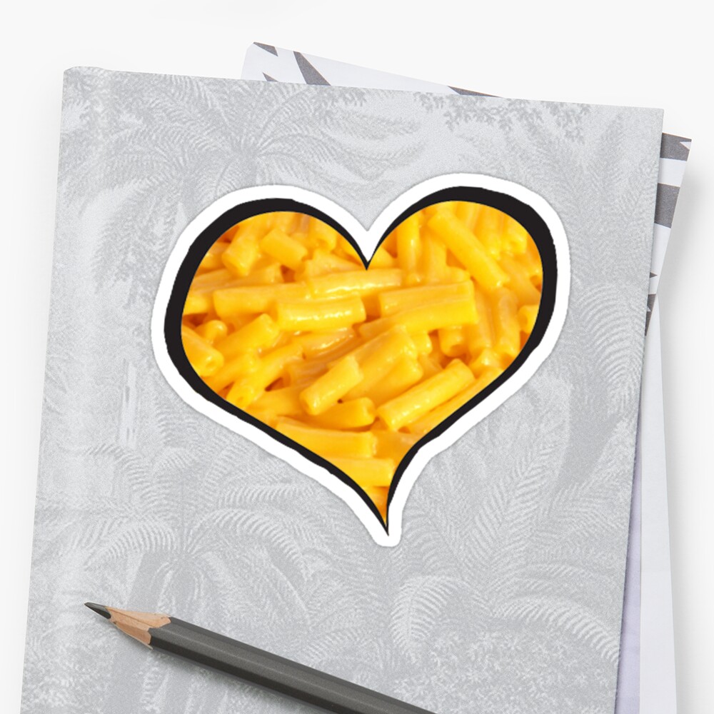 "Mac N Cheese Heart" Sticker By Emrapper | Redbubble