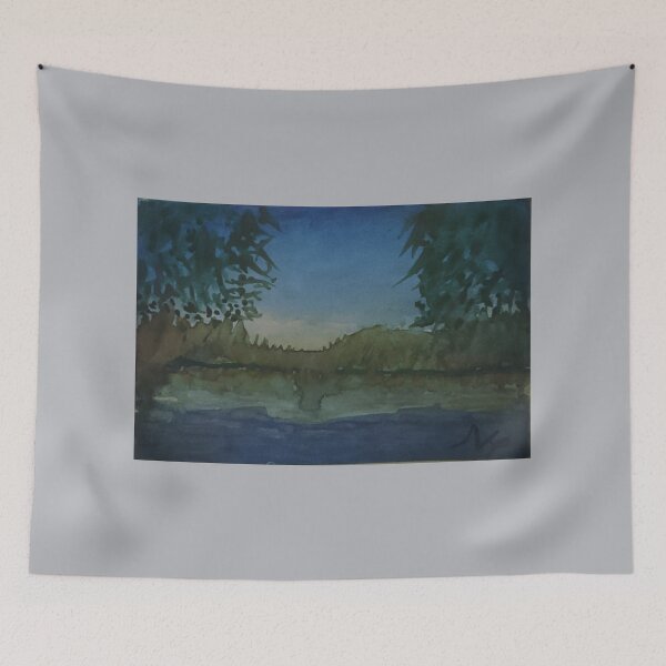 Item preview, View over a lake, in water colour designed and sold by Melindrea.