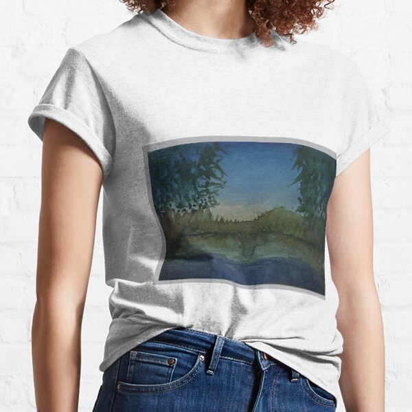 View over a lake, in water colour Classic T-Shirt