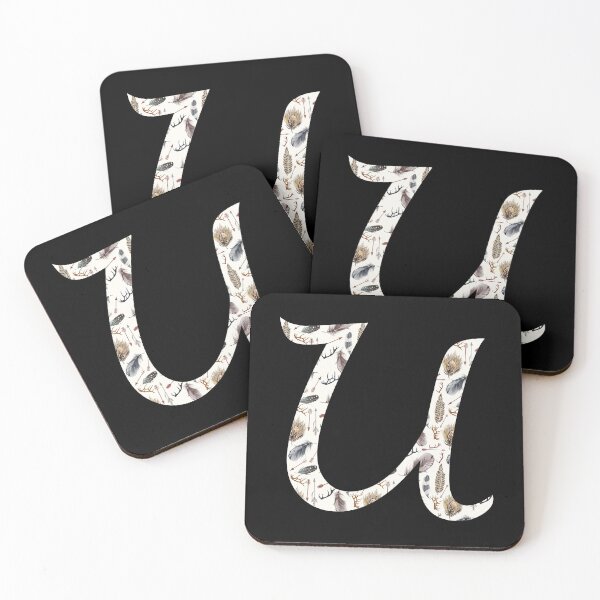 Item preview, Bohemian Letter U With Feathers and Antlers designed and sold by Jennifer Church.