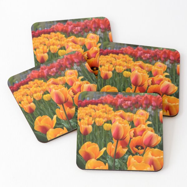 Item preview, Field of orange red tulip flowers designed and sold by ZoeyPhotography.