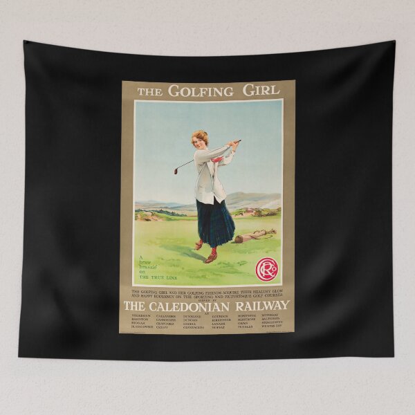 Item preview, Golfing Girl retro poster designed and sold by CorasPosters.