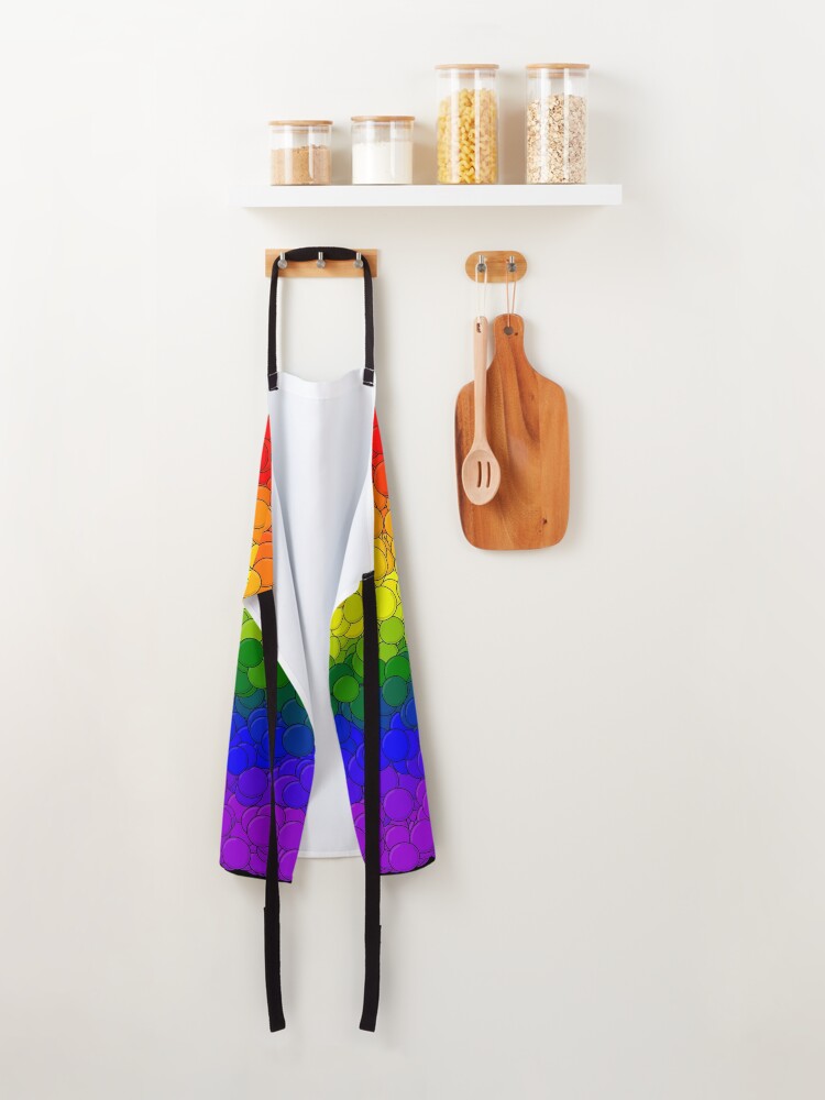Thumbnail 2 of 6, Apron, LGBTQ Pride Flag Bubbles designed and sold by MathenaArt.