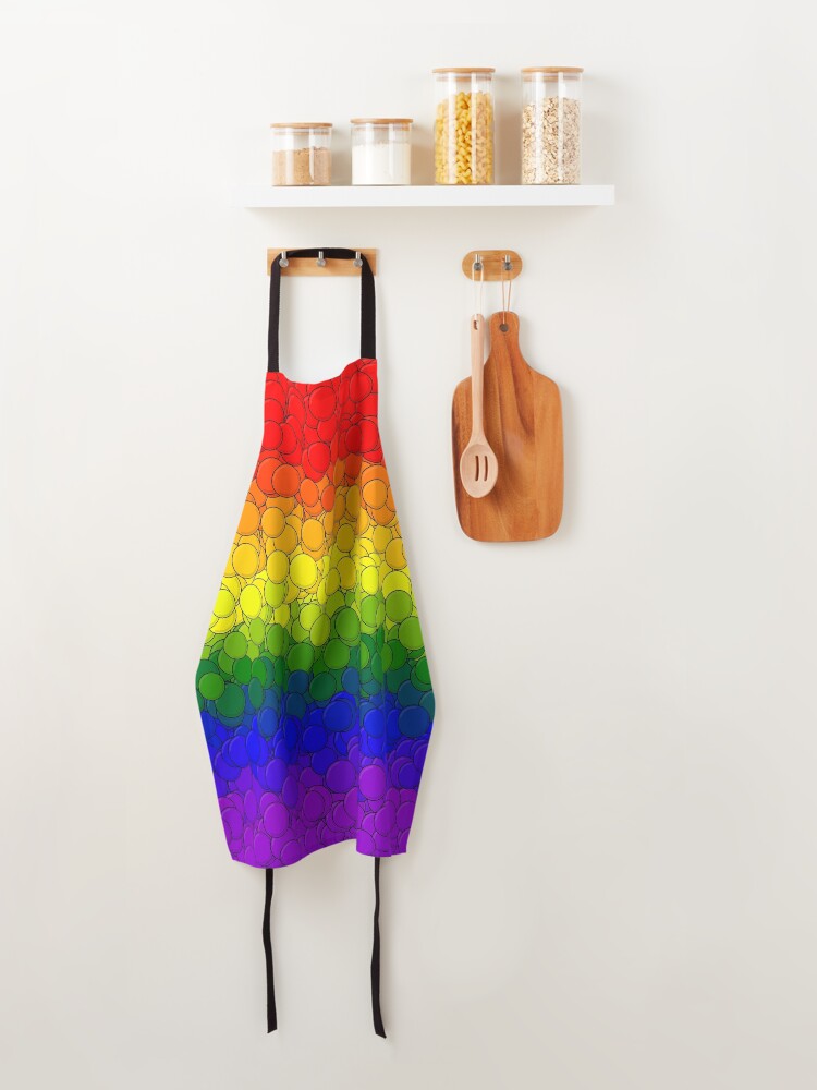 Thumbnail 4 of 6, Apron, LGBTQ Pride Flag Bubbles designed and sold by MathenaArt.