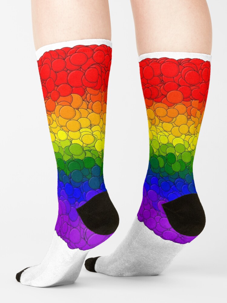 Thumbnail 4 of 5, Socks, LGBTQ Pride Flag Bubbles designed and sold by MathenaArt.