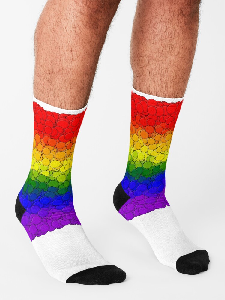 Thumbnail 3 of 5, Socks, LGBTQ Pride Flag Bubbles designed and sold by MathenaArt.