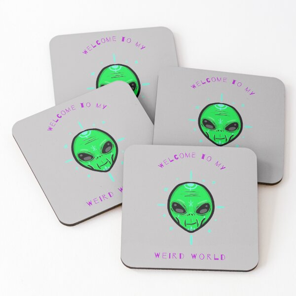 Item preview, Green Alien Head "Welcome to my Weird World" designed and sold by tepalistings.