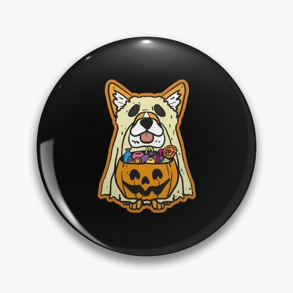 Artikelvorschau, Halloween Hund Meme - Corgi Ghost mit Kürbis entworfen und verkauft von tinypurpleland.