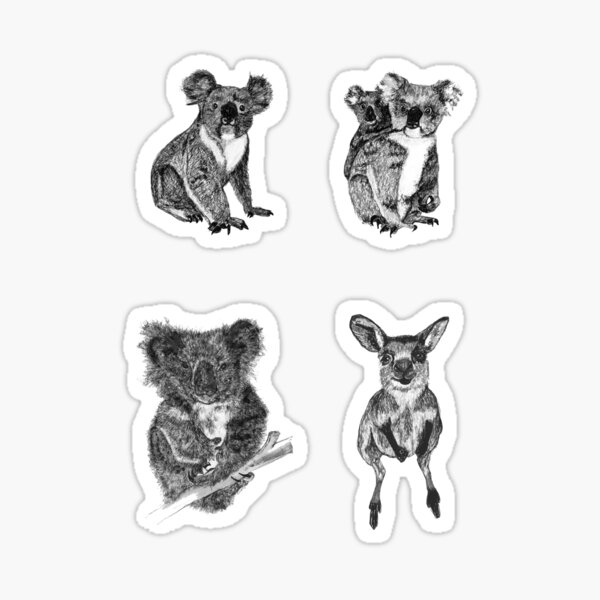 Land stickers 7- Koalas and a joey x 4 stickers Sticker