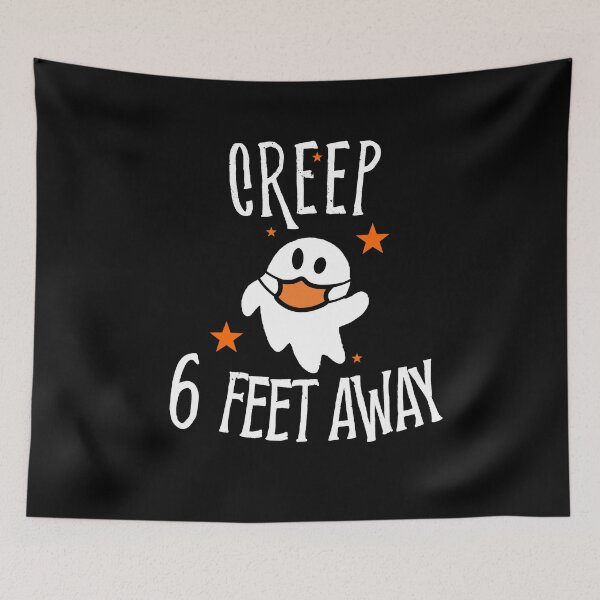 Item preview, Creep 6 feet away ghost face mask halloween 2020 designed and sold by RainbowPandas.