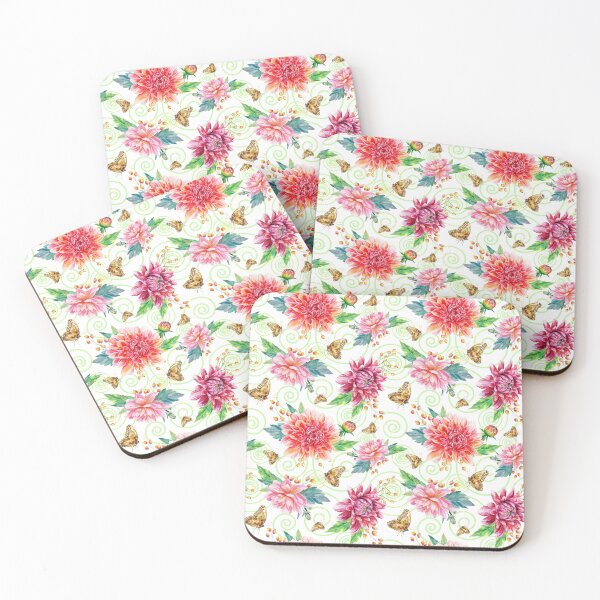 Item preview, Pattern of Dahlias and Butterflies designed and sold by Jennifer Church.