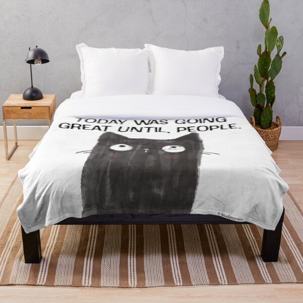 Black Cat Full of Snark Funny Quote People Throw Blanket
