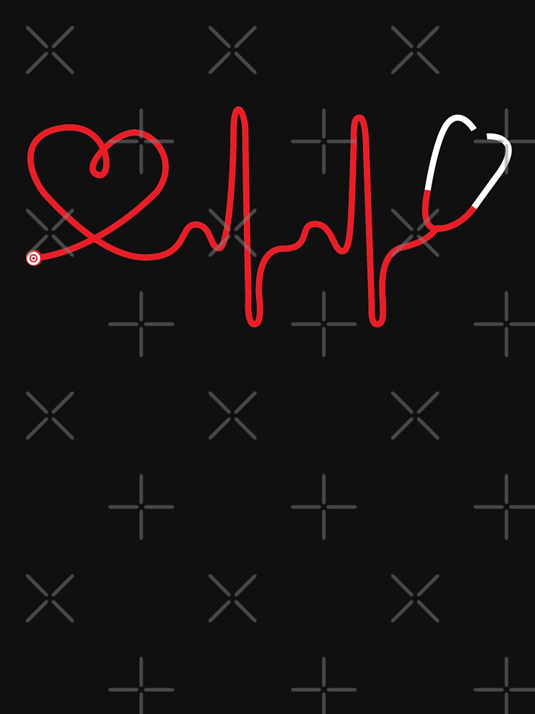 Thumbnail 3 of 3, Fitted T-Shirt, Nurse Heartbeat designed and sold by lolotees.