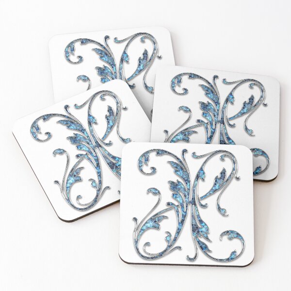 Item preview, Monogram - Blue Floral - X designed and sold by LaughingGryphon.