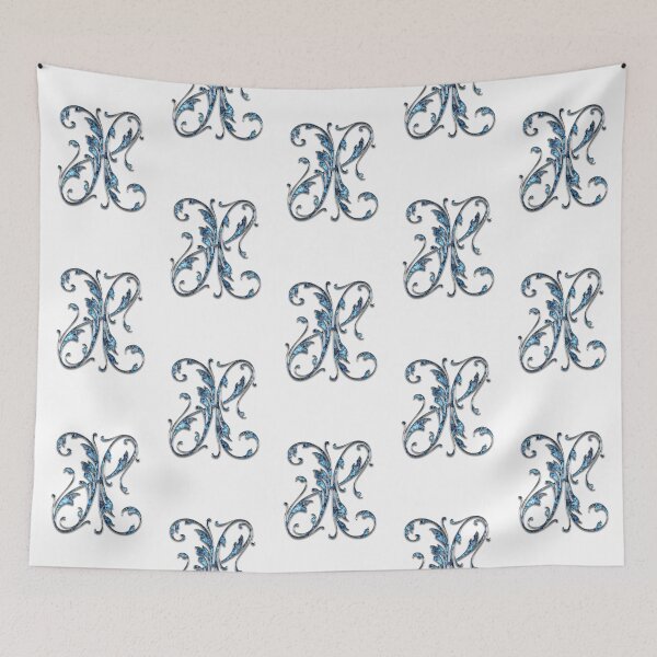 Item preview, Monogram - Blue Floral - X designed and sold by LaughingGryphon.