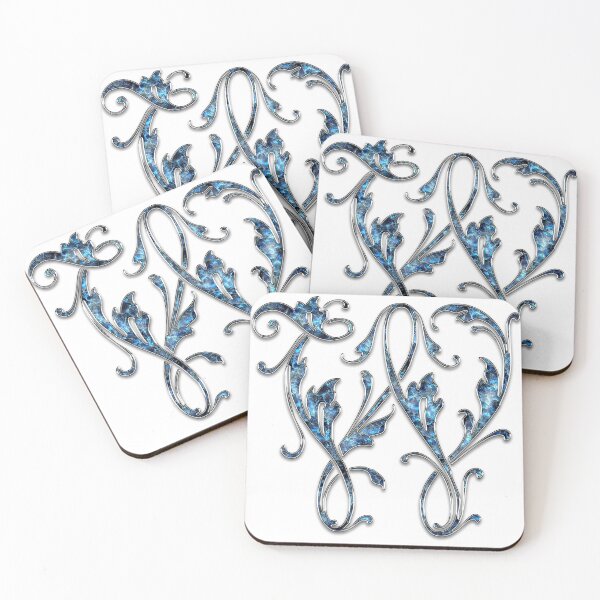 Item preview, Monogram - Blue Floral - W designed and sold by LaughingGryphon.