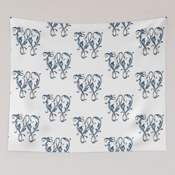 Item preview, Monogram - Blue Floral - W designed and sold by LaughingGryphon.