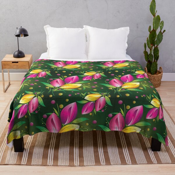Item preview, Bright Pink Yellow and Green Flower Bud Pattern designed and sold by Jennifer Church.