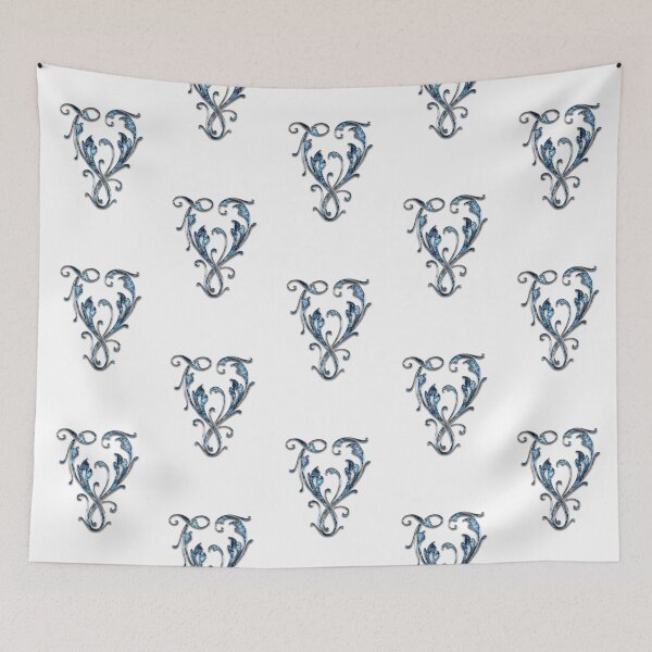 Item preview, Monogram - Blue Floral - V designed and sold by LaughingGryphon.