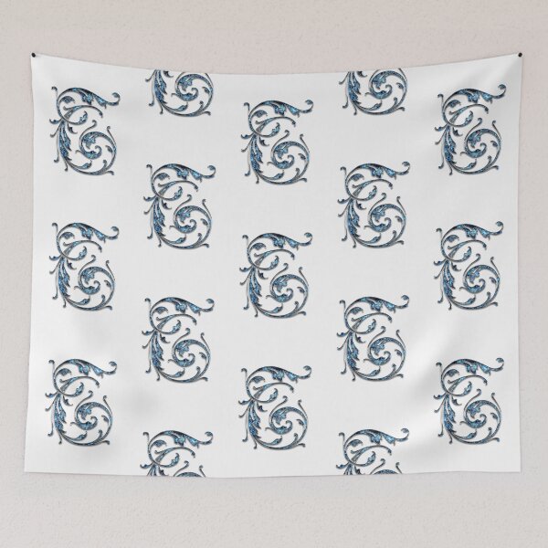 Item preview, Monogram - Blue Floral - T designed and sold by LaughingGryphon.