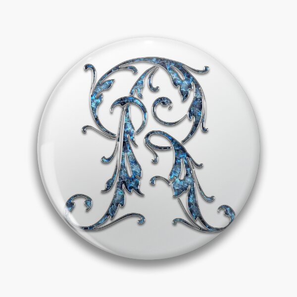 Item preview, Monogram - Blue Floral - R designed and sold by LaughingGryphon.